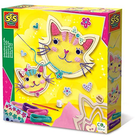 SES Creative 14135 Katze Sticken auf Tüll, Rosa