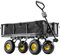 KADAX Netzgartenwagen mit Abnehmbarer Plane, Tragkraft 300 kg, Bollerwagen aus pulverbeschichtetem Stahl, Handwagen mit Antirutschgriff, Gartenwagen, Transportwagen (120L, Schwarz)