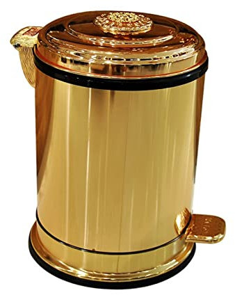 Poubelle silencieuse de Salle de Bain, poubelles en Acier Inoxydable doré poubelles à pédale Ronde Cuisine (Or 6L)
