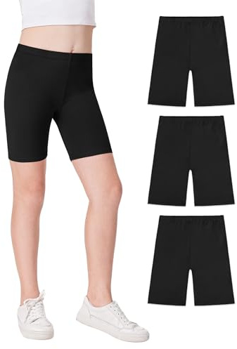 JOCMIC Girls Cycling Cotton Breathable and Safety Shorts for Summer Sports Gym Dance 3 Pack Black, 5-6 Years, Tag 130
