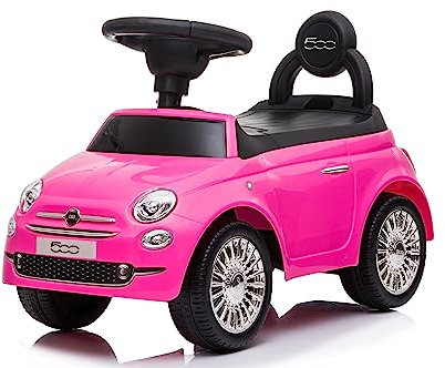 Primi Passi Macchinina Cavalcabile Fiat 500 per Bambini da 12 a 36 Mesi con Suoni e Clacson Sistema Antiribaltamento Vano Portaoggetti Schienale Gioco per Imparare a Camminare (Rosa)