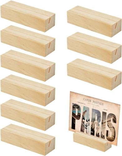 UptVin 10 Stück Kartenhalter Holz, Tischkartenhalter, Fotohalter, Menükartenhalter, Postkartenhalter für Hochzeit, Party, Dekoration, Fotoanzeige - Schräge Kartensteckplatz ist Stabiler