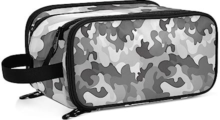 Kulturbeutel Graue Tarnung Große Kosmetiktasche Kulturtasche Waschtasche Make Up Tasche Waschbeutel Schminktasche für Damen Mädchen