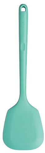 U-Taste Extra Long Silicone Solid Turner, 315℃ Heat Resistant Food Grade Kitchen Spatula, Non Stick Seamless Flexible Rubber Cooking Flipper for Frying, Flipping Eggs, Fish, Pancake (Aqua Sky)