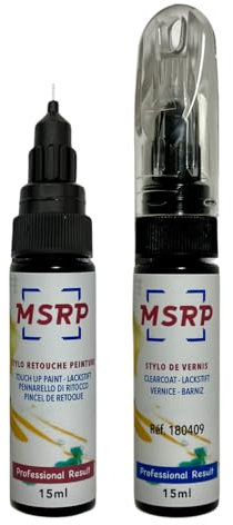 MSRP FRANCE Stylo retouche peinture pour RENAULT RQH Bleu Iron Réparation rayures carrosserie, Kit stylo peinture voiture 15ml, Pointe ultra fine et pinceau intégré