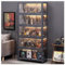 ARMERI Gray Display Cabinet Curio Cabinet with Acrylic Doors, Figures and Curio Collection Display Case, Floor Standing Clear Showcase for Living Room Bedroom,80x32x172cm