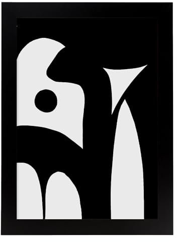Nacnic Fancy Schwarz und Weiß Blatt. In Verschiedene abstrakte Poster. Ästhetische dekorative Gemälde für Ihr Wohnzimmer, Schlafzimmer, Zuhause Größen A4 mit schwarzen Rahmen