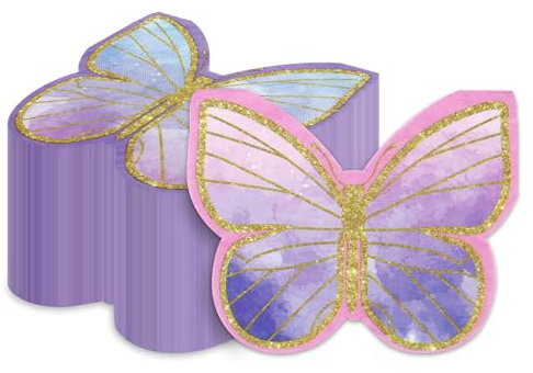 XJLANTTE Schmetterlingsservietten, 100 Stück, 13 x 16 cm, 3-lagig, Frühlingsblumen-/Schmetterlingsfarben, Papier