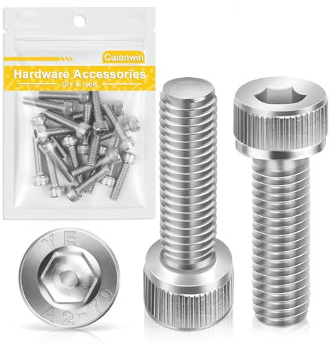 Viti a testa cilindrica M6 x 25 mm con esagono incassato, 20 pezzi, Caianwin DIN 912 in acciaio inox (A2 V2A) per macchine industriali, veicoli a motore, edilizia