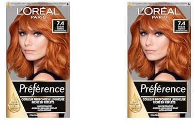 L'Oréal Paris Préférence Coloration Permanente Cheveux, Nuance : Dublin Mango (7.4), Cuivré Intense (Lot de 2)