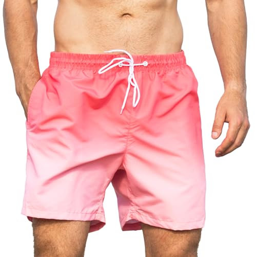 YnimioAOX Short de bain pour homme à séchage rapide avec doublure en maille, S17-Dégradé rose, 38