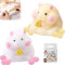 Lot de 2 jouets à presser pour hamster - Avec fromage - Convient pour les enfants et les adultes - Pour soulager le stress - Avec autocollants - 1 boîte