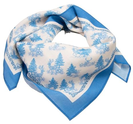 Alpenflüstern Trachten-Nickituch Hirsch im Wald Toile de Jouy (hell-blau) ATX044