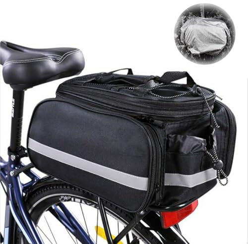 QTTRPCU 12L Gepäckträgertasche für E-Bike, Multifunktionale 3-In-1 Wasserdicht & Reflektierend Fahrradtasche Radtaschen für Gepäckträger mit Regenschutz