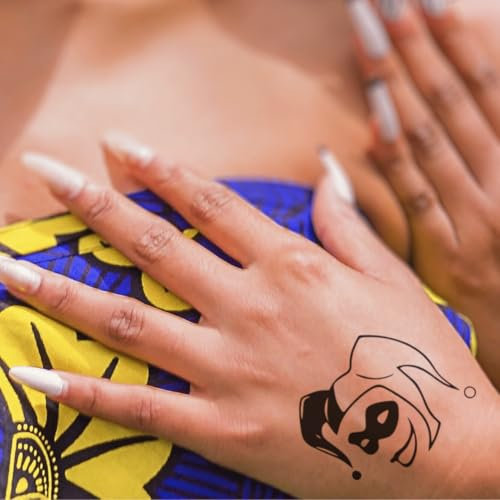 Faux Tatouage JOKER - Temporalis® | Tatouage Ephemere Femme et Homme – Cosmétique Certifié UE, Encre Vegan & Waterproof – Dure 1 à 2 semaines [ Tattoo Tête de Joker ]