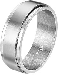 LOTUS STYLE Anillos Hombre - Anillo Acero Inoxidable Hombre 316L - Diseño Ergonómico y Ajuste Perfecto Talla 24 - Plateado LS2395-3/124 22.80 mm - Resistente al Agua