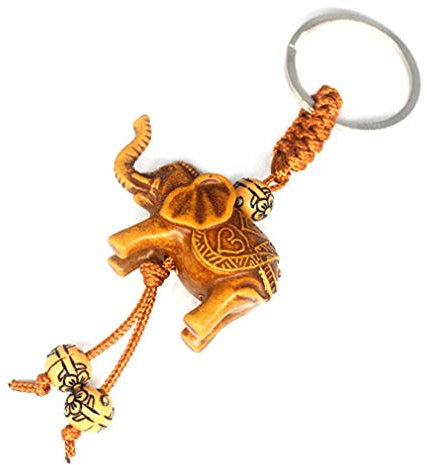 PULABO Chanceux Éléphant Sculpture Trousseau Perles Gland Pendentif Porte-clés Cadeau pour Femmes Hommes Très Pratique et Populaire élégant