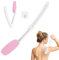 LOPHE Rücken Eincremehilfe, Körperwäsche Lotion Applikator, Rückenbürste mit Applikator Pads, Rückenbürste mit langem Griff, Rückenschrubber（Rosa）