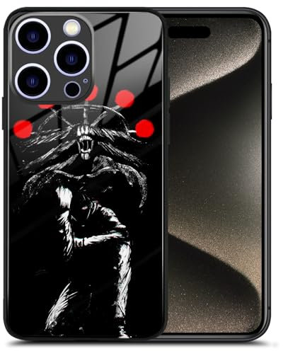 Megumi and Mahoraga Anime Black Silicone Glossy Glass Phone Case - Unique Manga Pattern Artistic Protection Shell for iPhone 16