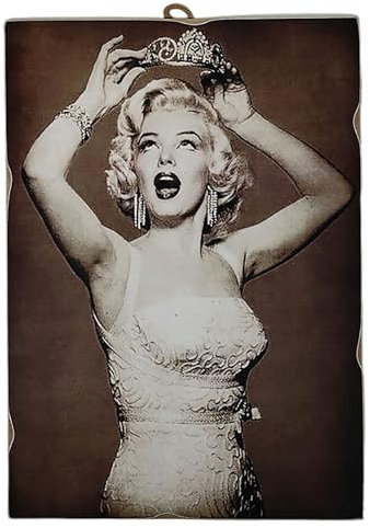 KUSTOM ART Wandbild, Serie Die Großen des Kinos, Marilyn Monroe, Druck auf Holz, 25 x 18 cm.
