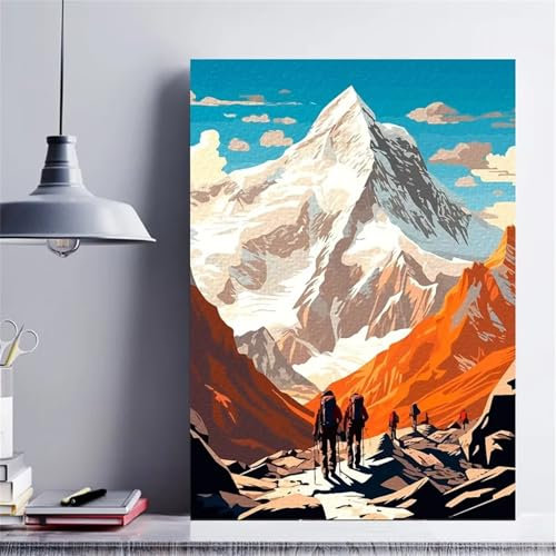 Snow Mountain Climbing Paint by Numbers for Adults,Without Frame 22x28 inch Paint by Numbers,DIY Paint by Numbers for Beginners with Brushes and Acrylic Pigment Canvas Oil Painting for Home Wall Decor