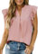 KISSMODA Womens Summer Tops Ruffle Short Sleeve V Neck Blouses Casual Dressy Solid Shirts for Ladies A Pink