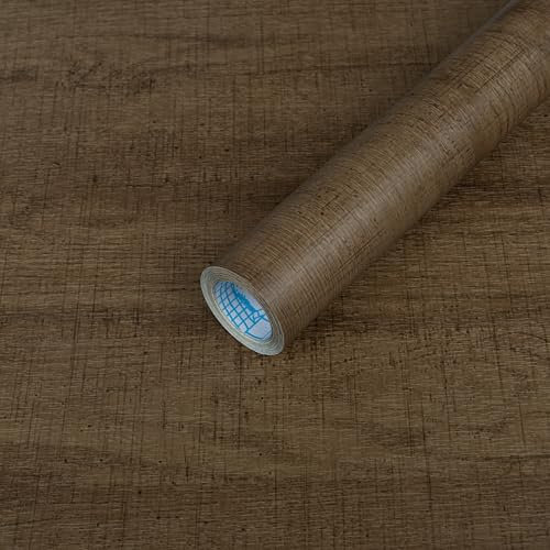 Hode Oak Vinyl Wrap Wood Effect Sticky Back Plastic Roll, Self Adhesive Wallpaper Worktop Vinyl Covering, Contact Paper for Kitchen Cupboards Furniture Door Table, Brown Wood 40x300cm