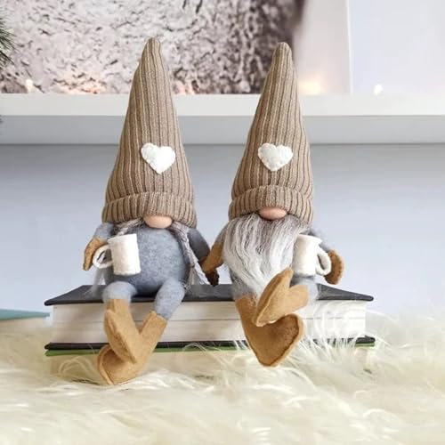 KUWUNG 2 Pezzi Caffè Gnome Peluche Bambola, Caffè Gonks Svedesi Fatti a Mano per Caffè Bar Decorazione Della Cucina di Casa, Regali da Cucina, Regali di Gnome Portafortuna per Donne, Caffè Amanti
