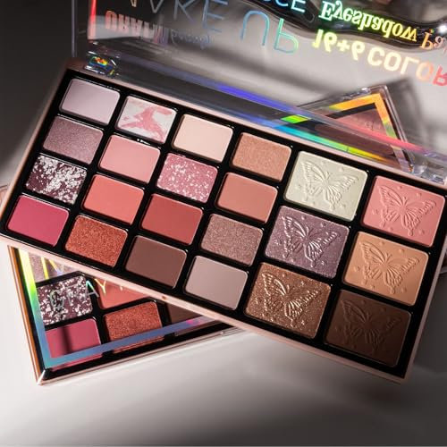 Palette di ombretti 4 in 1, per contouring, blush, 22 colori, kit tutto in uno, palette di ombretti opachi e glitterati