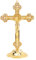Kissmii Stehendes Kruzifix mit Sockel Legierung Kreuz für Haus Kapellen Dekoration und ReligiöSe Geschenke (Gold)