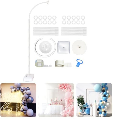 8ft Adjustable Balloon Arch Stand Bendable Balloon Arch Kit with Stand for Birthday, Wedding, Baby Shower Party(White)