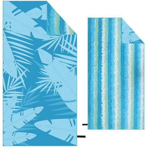 Serviette de Plage Microfibre XXL 90×180 cm avec sac, Serviette Microfibre pour la plage, les voyages, les piscines intérieures et les saunas, Drap de Plage, Serviette de Sauna pour Hommes et Femmes