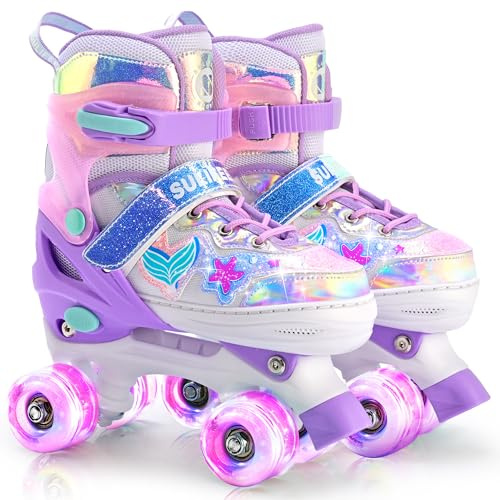 SULIFEEL Patins à roulettes réglables Enfants, 4 Tailles