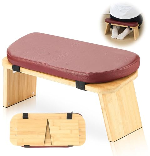 Beeveer Meditationsstuhl, dickes Kissen, faltbare Bambus-Meditationsbank mit magnetischem Verriegelungsscharnier, vordere Neigung, Seiza-Bank für Yoga, Reisen, Beten, Zen-Übungshocker