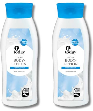 Today Leichte Body-Lotion für normale Haut, Schnell einziehend, 48h Feuchtigkeitspflege 2x500ml