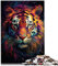 1000-teiliges Puzzle für Erwachsene Gemälde Farbiger Tiger Denksportaufgabe 50 x 75 cm einzigartige Heimdekoration und Geschenke für 14-Jährige