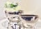 2er-Set Dekoschalen Keramikschale Dekovase Vase Hochzeitsdeko Übertöpfe Silber Blumentopf Silber Blumenvase Pflanzgefäße Pflanztopf Tisch-Deko Silber Blumenschale Pflanzschale oval Vasen Silberschale