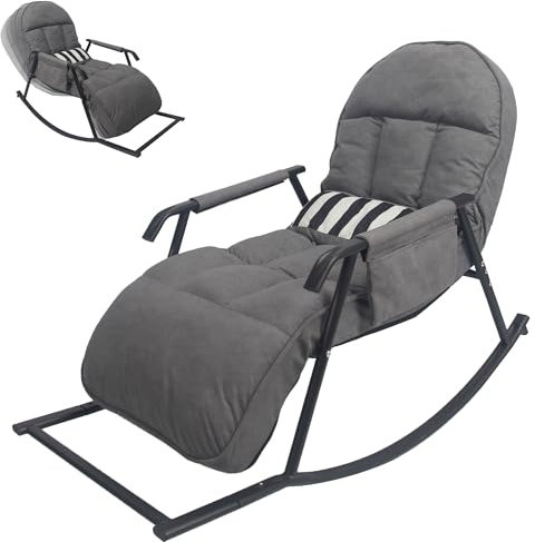 Mecedora para salón, sillón de relax, para interior y exterior, mecedora, 5 posiciones, respaldo ajustable y reposapiés, sillón de lectura, silla de lactancia, mecedora hasta 150 kg, para balcón