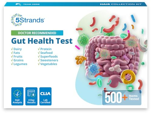 5Strands Prueba de salud intestinal para adultos y niños, más de 500 artículos probados, muestra de cabello en casa para intolerancias alimentarias relacionadas con problemas digestivos, irritación de