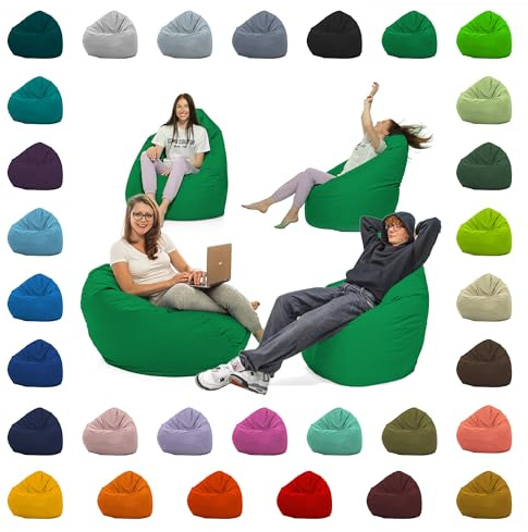 GlückBean Sitzsack XXL – Beanbag für Kinder & Erwachsene – In & Outdoor geeignet – Wasserabweisend & pflegeleicht – Gefüllt mit hochwertigen EPS-Perlen – Ideal zum Gaming & Entspannen (Grün, XXL)