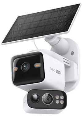 Tapo C645D Caméra de sécurité à Double Objectif 2K avec Panneau Solaire, Grand Angle de 165° + téléobjectif 6 mm, détection Gratuite de Personne/véhicule, panoramique à 360°, Stockage SD/Cloud