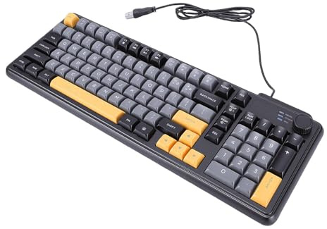 Cuifati Wired Gaming Keyboard, Customizable Knob with Ergonomic Backlit Membrane, for Work Typing Game PC