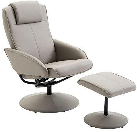 HOMCOM Fauteuil Relax inclinable Style Contemporain avec Repose-Pieds revêtement synthétique Acier Gris