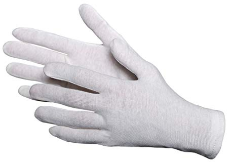JAH fusselarmer Baumwollhandschuh in Natur | Fusselarm und mit gutem Fingergefühl für Qualitätskontrolle sowie Handpflege
