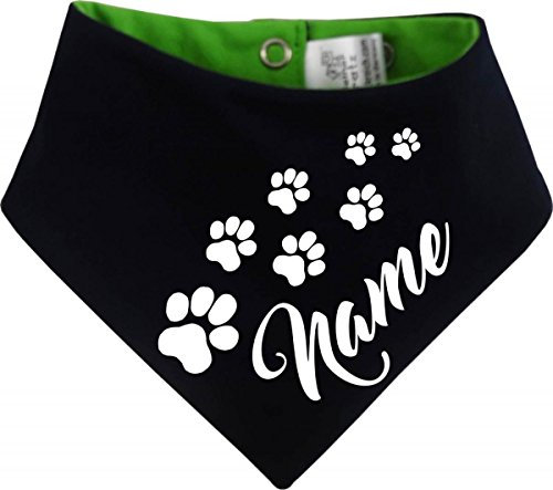 beidseitiges Multicolor Hunde Wende- Halstuch (Fb: Navy-Lime) (Gr.1 - HU 27-30 cm) mit dem Namen Ihres Tieres