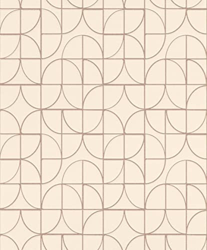 Rasch Symmetry Curve Crème et or rose géométrique papier peint 310115