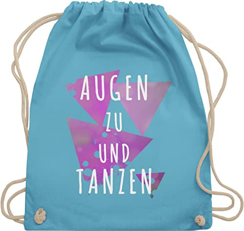 Turnbeutel Rucksack - Festival Zubehör - Augen zu und Tanzen lila - Unisize - Hellblau - festival-bag festivalbeutel konzert tanz beutelrucksäcke tasche für tänzer festivaltasche festivals dance