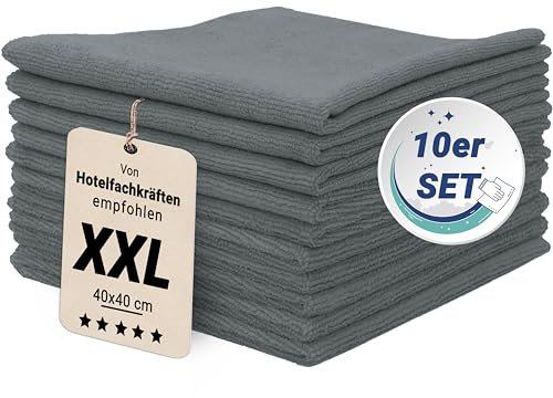 ZOLLNER 10 bayetas de Limpieza de Microfibra Grandes, 40x40 cm, Gris