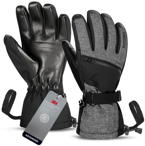 Unigear Skihandschuhe Herren Damen, Wasserdicht rutschfest Thermohandschuhe Winter Handschuhe für Skifahren Snowboard Eislaufen Wandern Radfahren