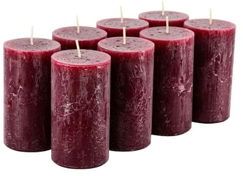 Rustikale Stumpenkerzen – 8 Stück - Wachskerzen/Rustickerzen/Adventskerzen Weihnachten (Altrot, Standard: Höhe 11cm / Ø 6cm)